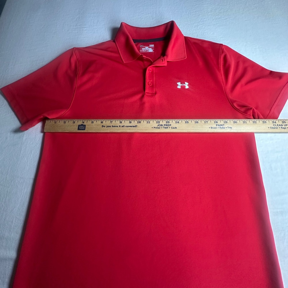 Under Armour Golf Polo HeatGear Loose Short Sleeve Red Shirt Mens Size Large - Picture 10 of 10